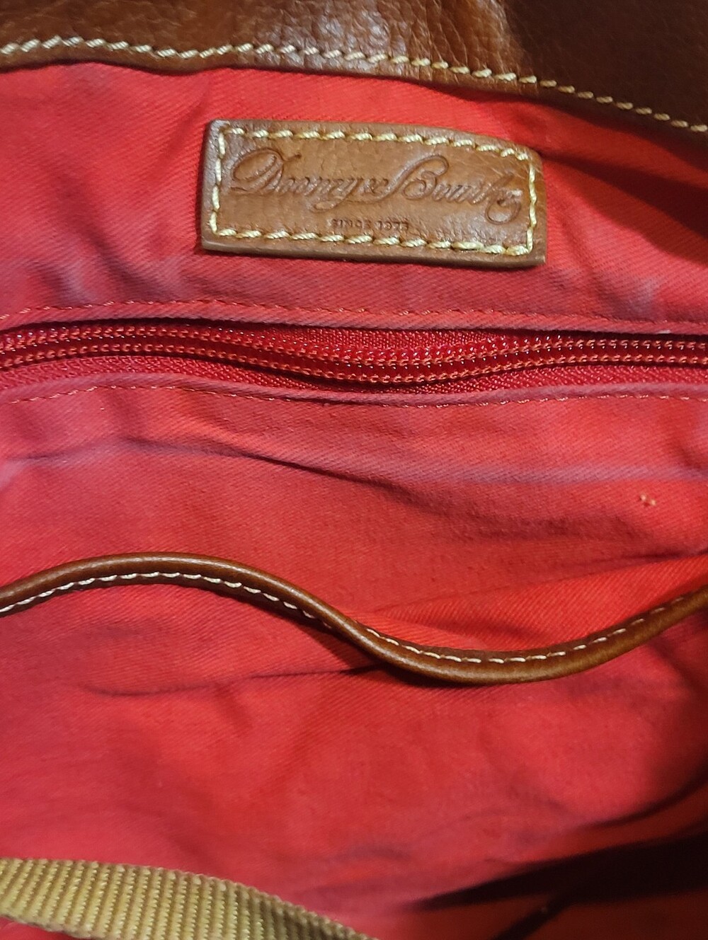 Dooney & Bourke Chestnut Brown Leather Shoulder Bag with Polished Hardware - Picture 10 of 15
